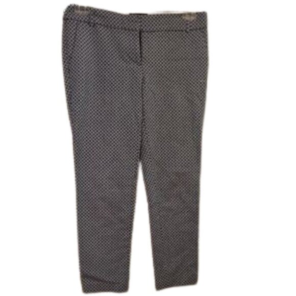 Cynthia Rowley Blue/White Geometric Print  Stretchy Crop Ankle Pants Preppy-8 - Picture 4 of 7